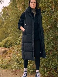 Noir - Résistant à la douche Knit Col À capuche Padded Gilet