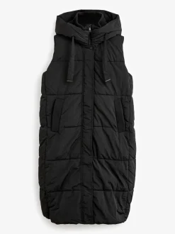 Noir - Résistant à la douche Knit Col À capuche Padded Gilet
