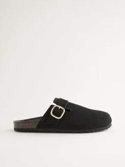 Noir - sabots en cuir avec semelle plantaire