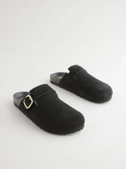 Noir - sabots en cuir avec semelle plantaire