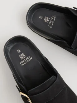 Noir - sabots en cuir avec semelle plantaire