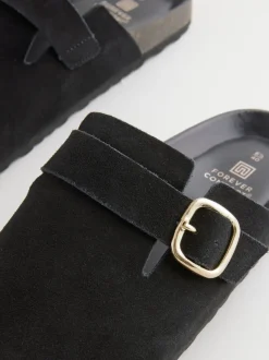 Noir - sabots en cuir avec semelle plantaire