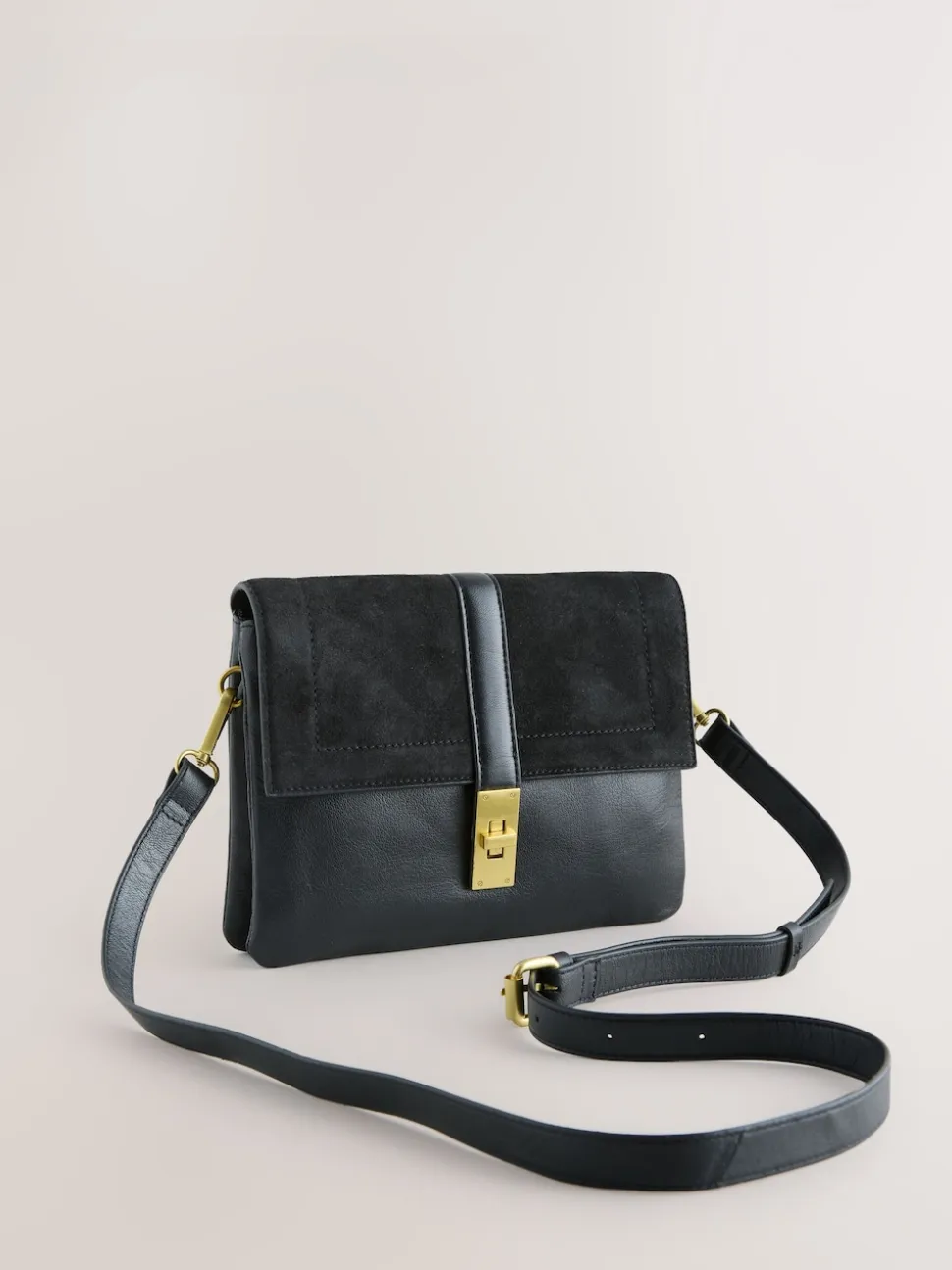 Noir - Sac à bandoulière en cuir effet croco
