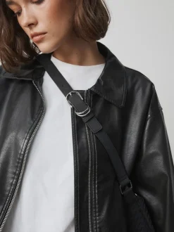 Noir - Sac à bandoulière tissé en daim