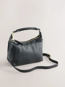Noir - Sac à main fendu en cuir