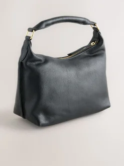 Noir - Sac à main fendu en cuir