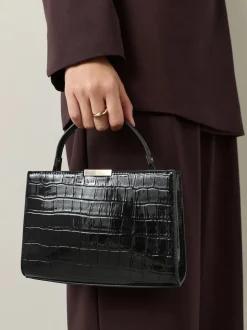 Noir - Sac à poignée supérieure effet Crocs