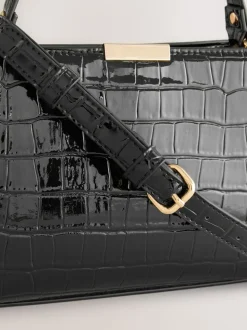 Noir - Sac à poignée supérieure effet Crocs