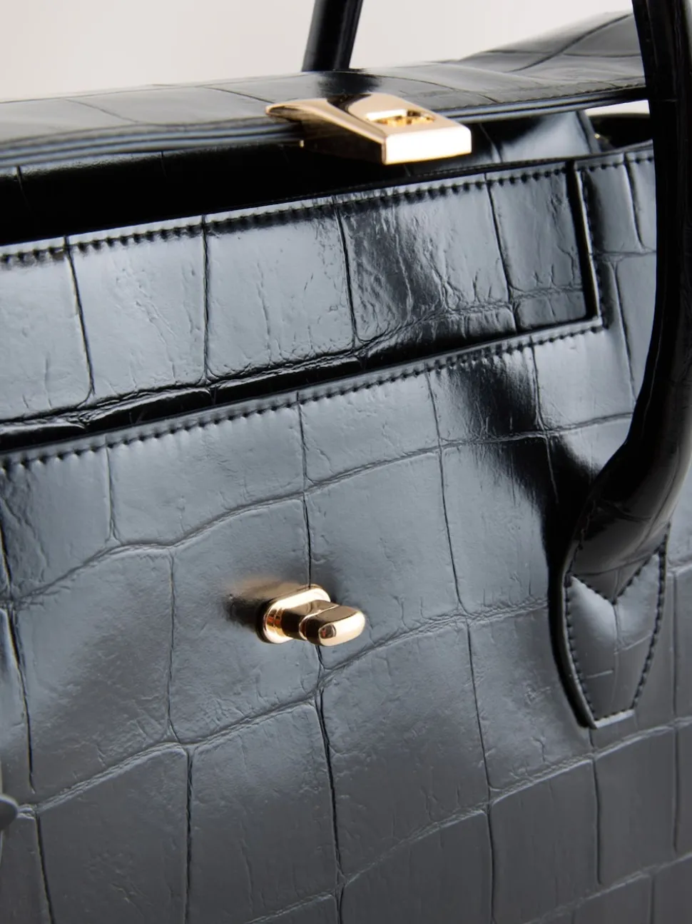 Noir - Sac bandoulière effet croco