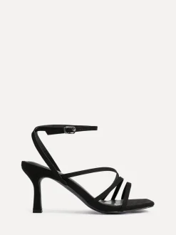 Noir - Sandales à talons à lanières Linzi Reflect coupe large