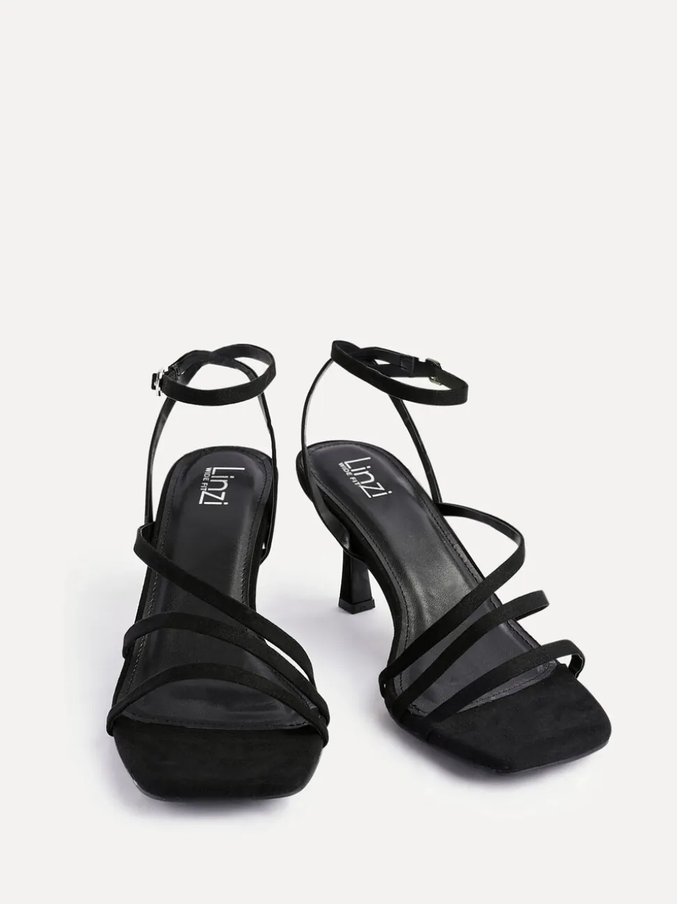 Noir - Sandales à talons à lanières Linzi Reflect coupe large