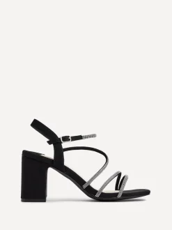 Noir - Sandales à talons carrés Linzi Kira à lanières et diamants