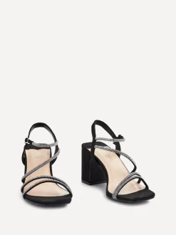 Noir - Sandales à talons carrés Linzi Kira à lanières et diamants