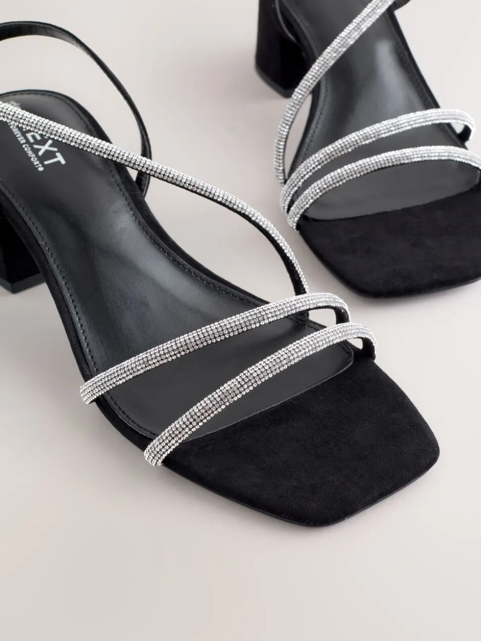 Noir - Sandales à talons carrés et à bretelles ornées de bijoux Forever Comfort