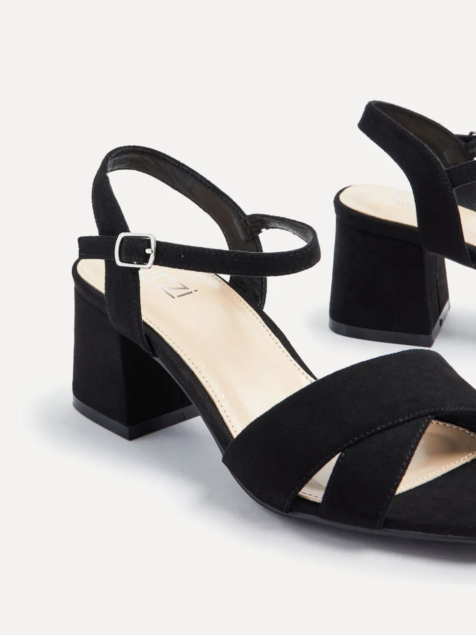 Noir - Sandales à talons larges Linzi Vivian avec bandoulière avant croisée