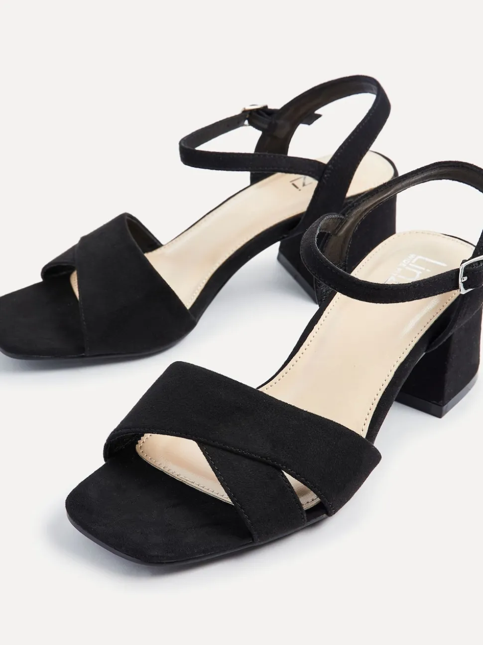Noir - Sandales à talons larges Linzi Vivian avec bandoulière avant croisée