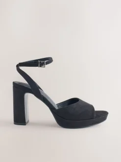 Noir - Sandales à talons plateformes à bout arrondi Forever Comfort®