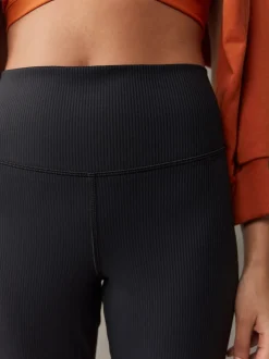 Noir - Self Leggings larges côtelés
