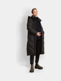 Noir - Seraphine 3-en-1 Long manteau Grossesse à chevrons