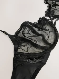 Noir - Soutien-gorge brodé haut de gamme
