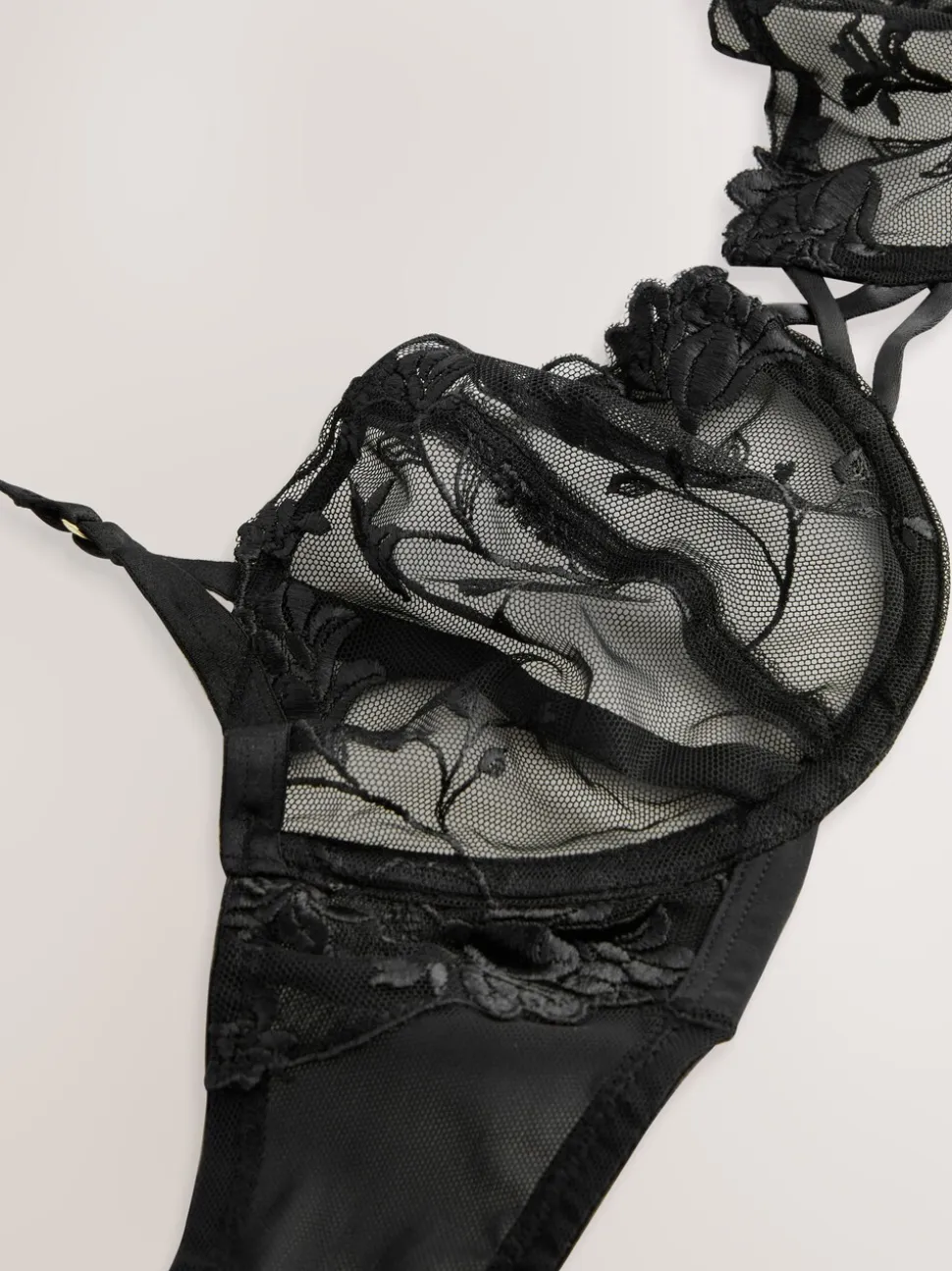 Noir - Soutien-gorge brodé haut de gamme