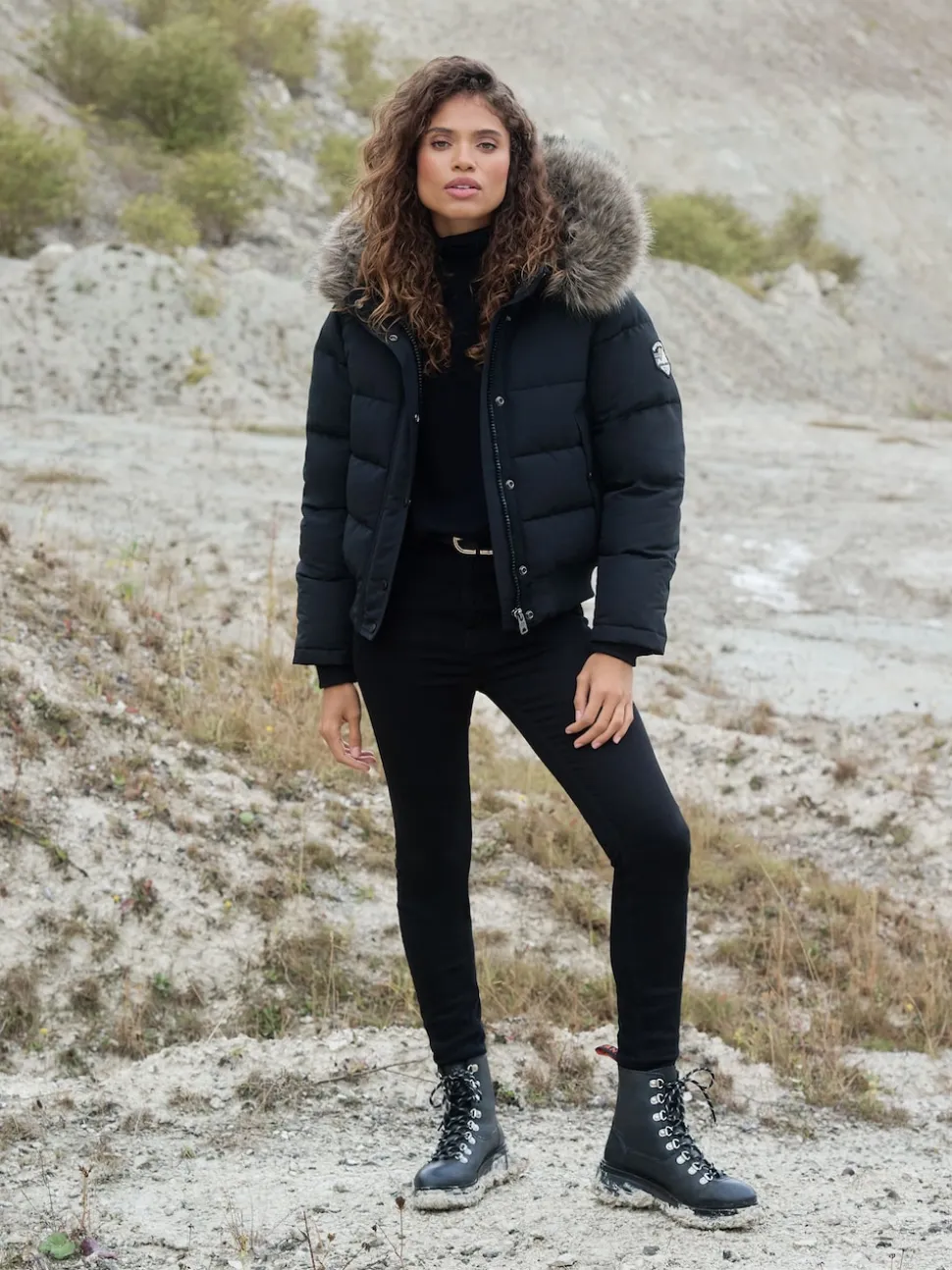 Noir - Superdry Everest Hooded Bomber Veste