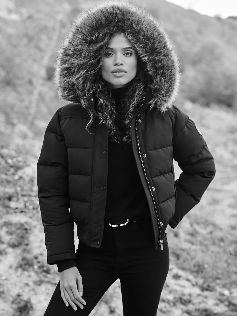 Noir - Superdry Everest Hooded Bomber Veste