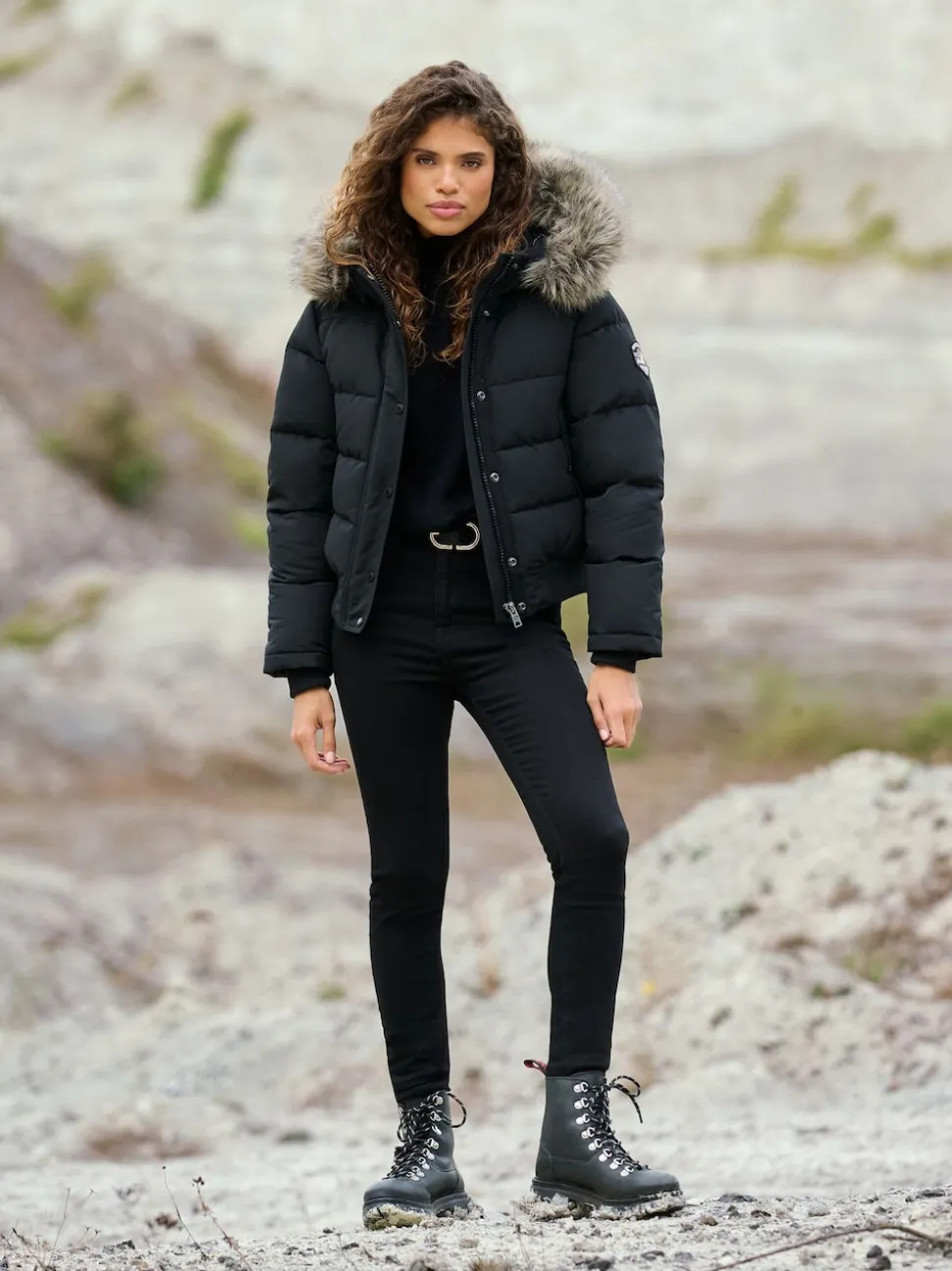 Noir - Superdry Everest Hooded Bomber Veste