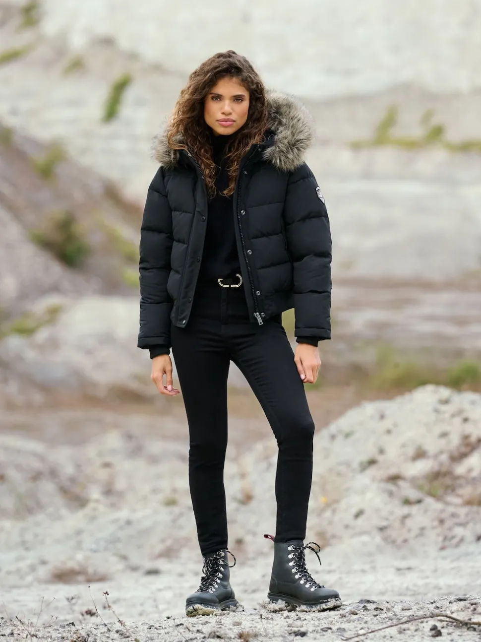 Noir - Superdry Everest Hooded Bomber Veste