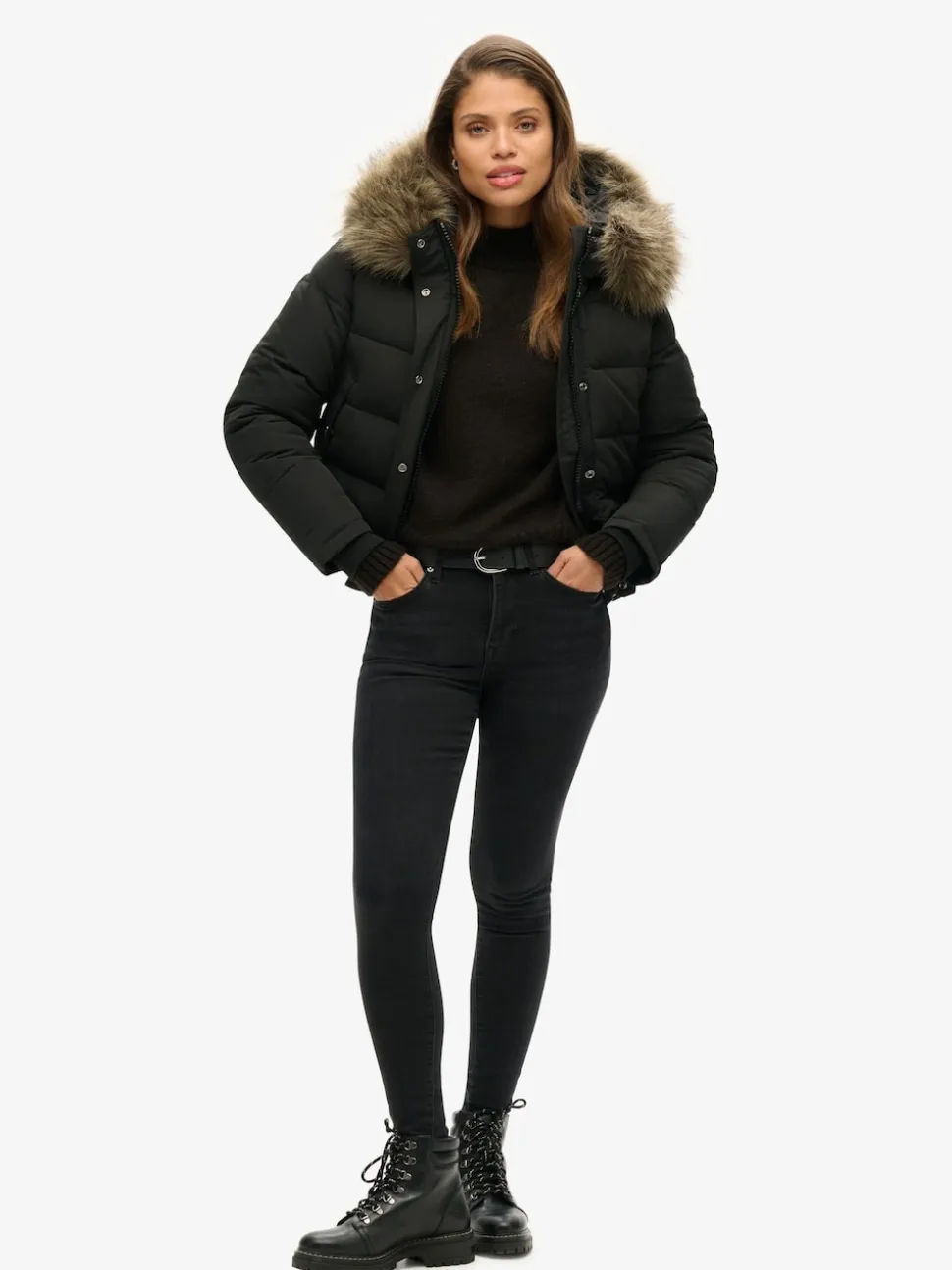 Noir - Superdry Everest Hooded Bomber Veste