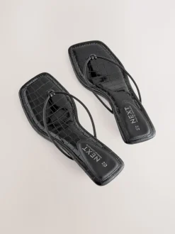 Noir - Talons bas à bout carré