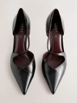 Noir - Talons de cour asymétriques en cuir haut de gamme
