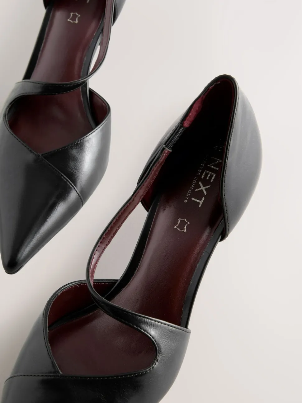 Noir - Talons de cour asymétriques en cuir haut de gamme