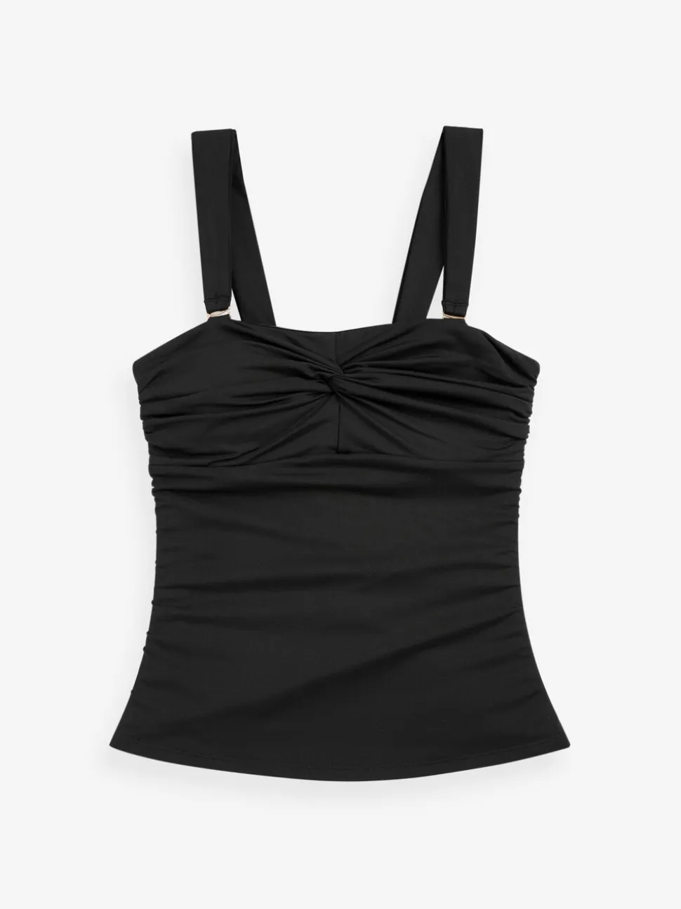 Noir - Tankini bandeau à larges bretelles avec contrôle du ventre