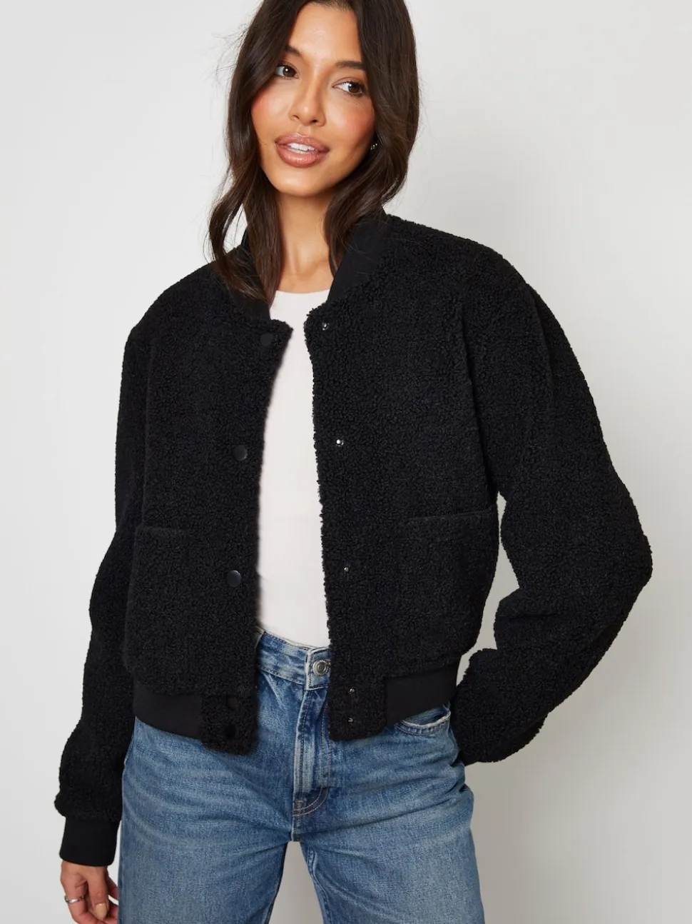 Noir - Threadbare Borg aviateur imitation peau de mouton