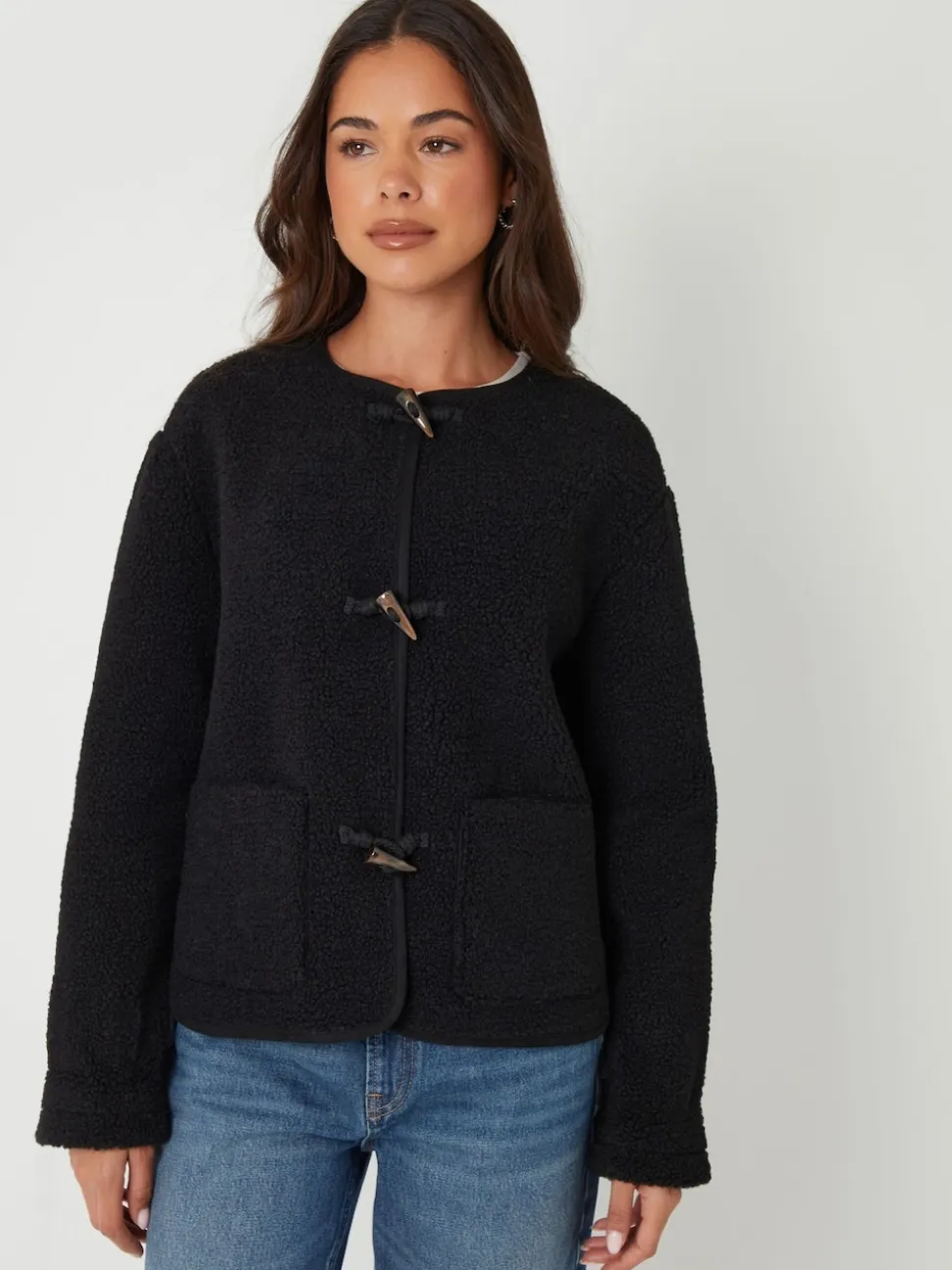Noir - Threadbare Borg Veste en laine polaire