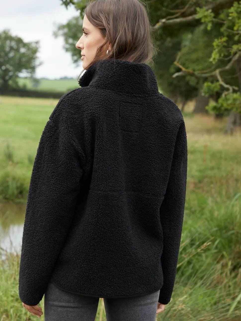 Noir - Threadbare Half Zip Borg Fleece