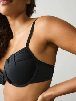 Noir - Top drapé, matelassé et galbant Bikini