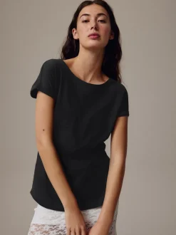 Noir - T-shirt à manches cap