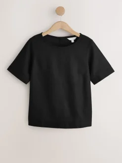Noir - T-shirt avec lin