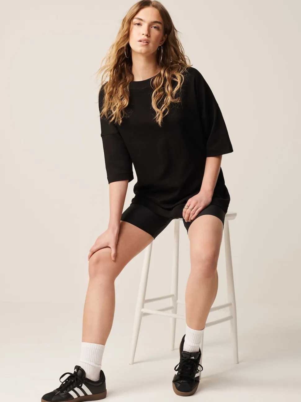 Noir - T-shirt long épais décontracté