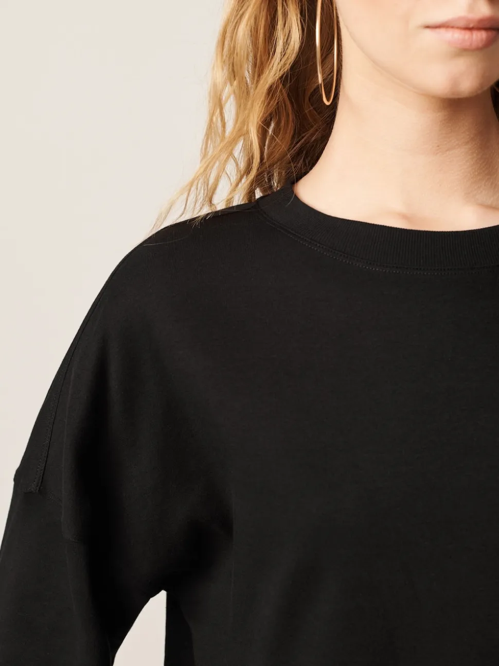 Noir - T-shirt long épais décontracté