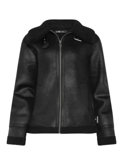 Noir - Veste aviateur Long Tall Sally à coutures fuselées