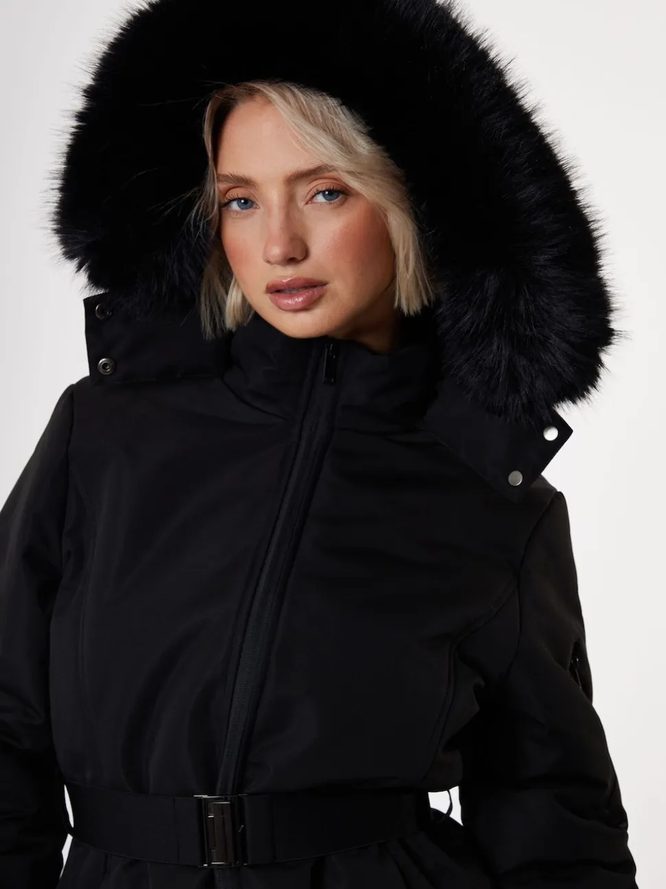 Noir - Veste de ski rembourré Threadbare Ceinturé