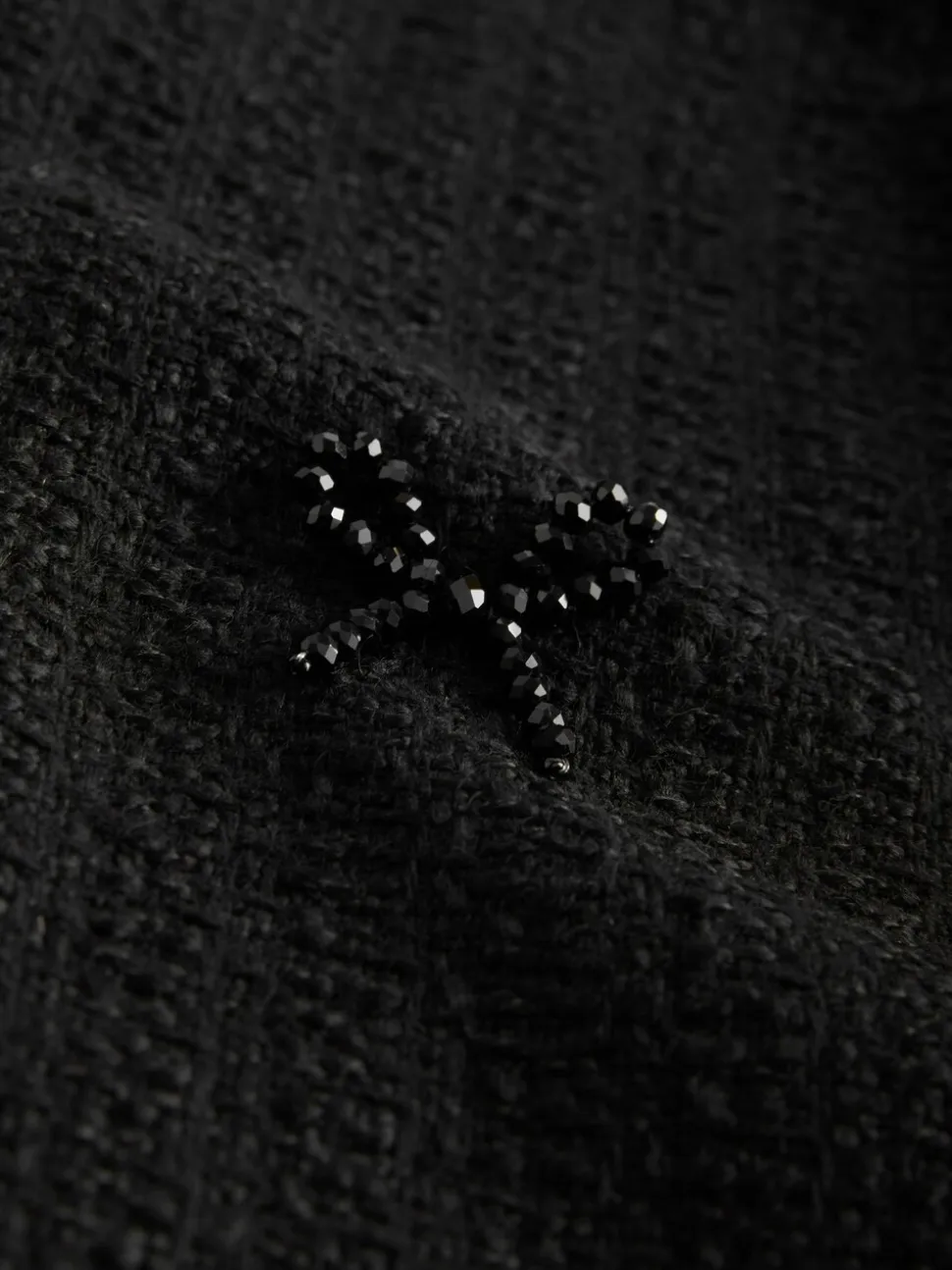 Noir - Veste en boucle à nœud et perles