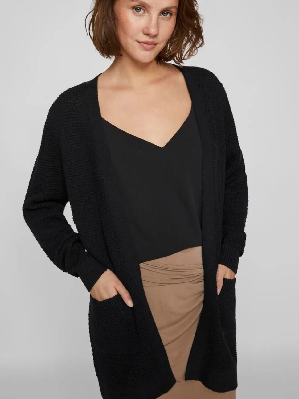 Noir - VILA Long Cardigan 100% coton