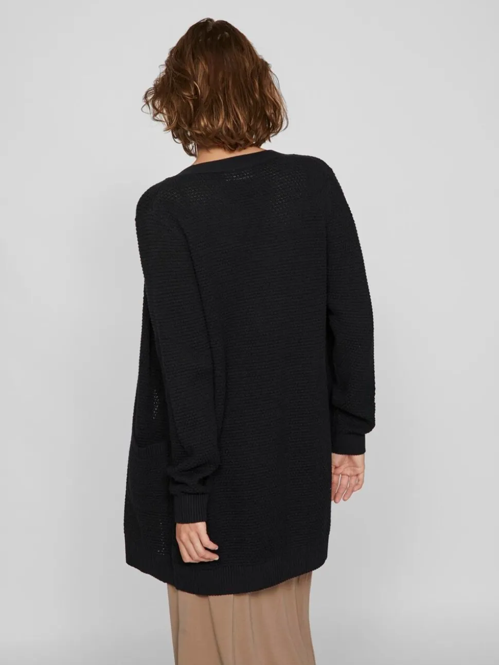Noir - VILA Long Cardigan 100% coton