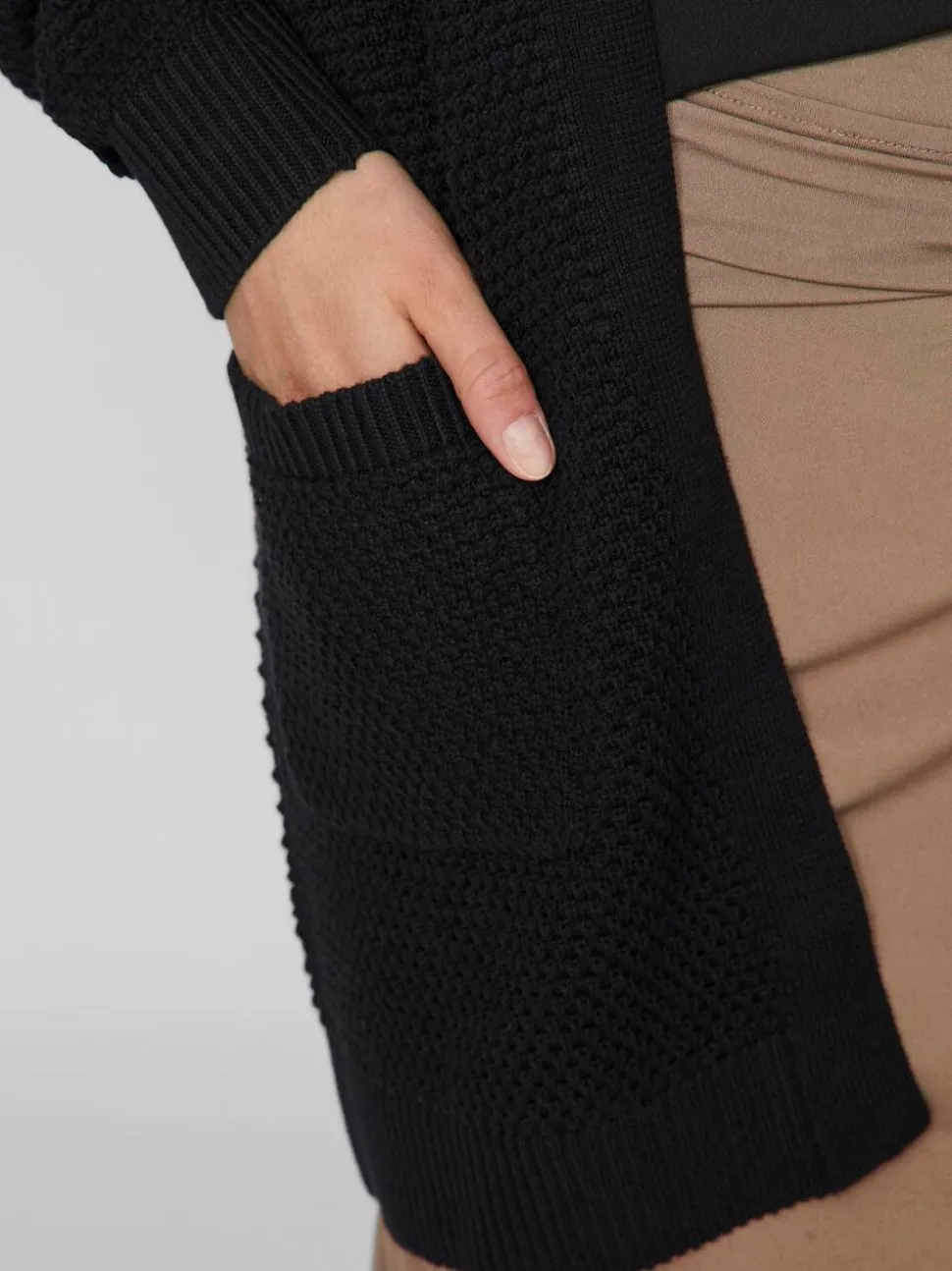 Noir - VILA Long Cardigan 100% coton