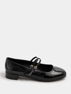 Noir - Yours Curve Extra-Wide Mary Jane Fit Low Block Patent Chaussures