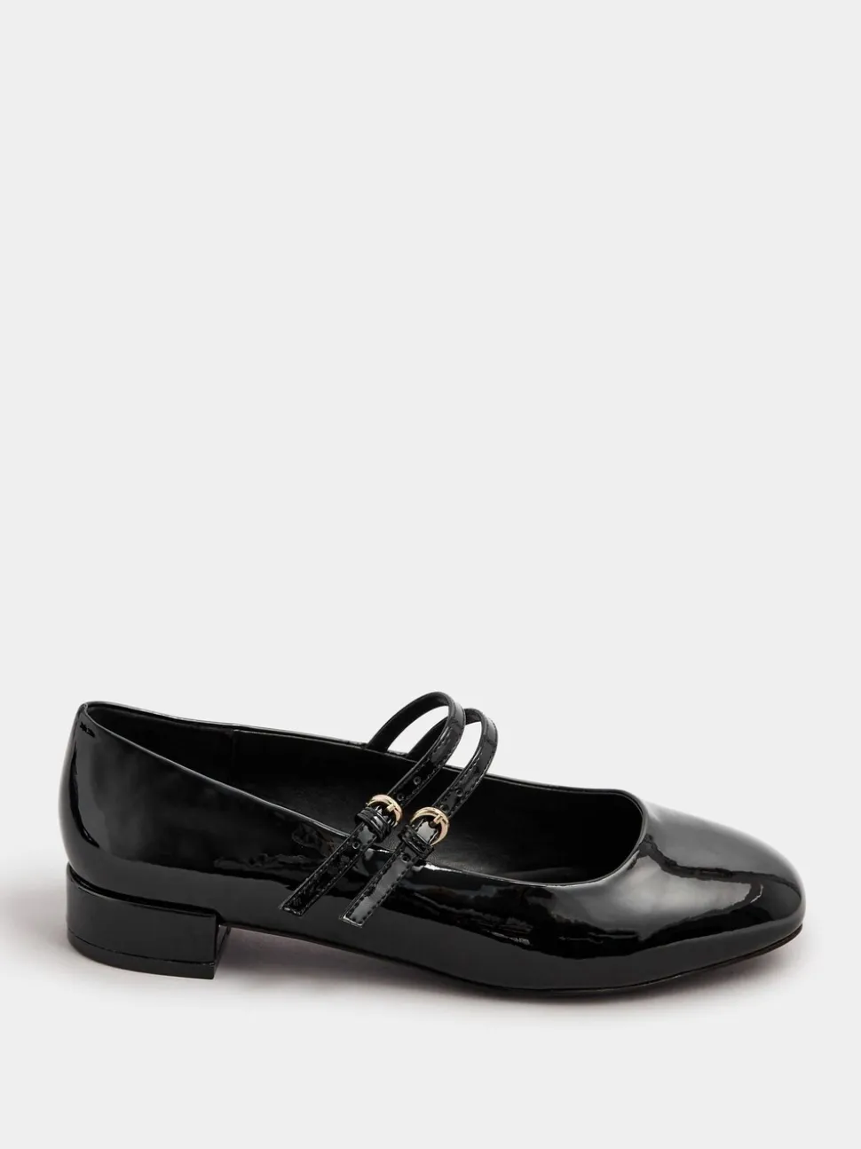 Noir - Yours Curve Extra-Wide Mary Jane Fit Low Block Patent Chaussures